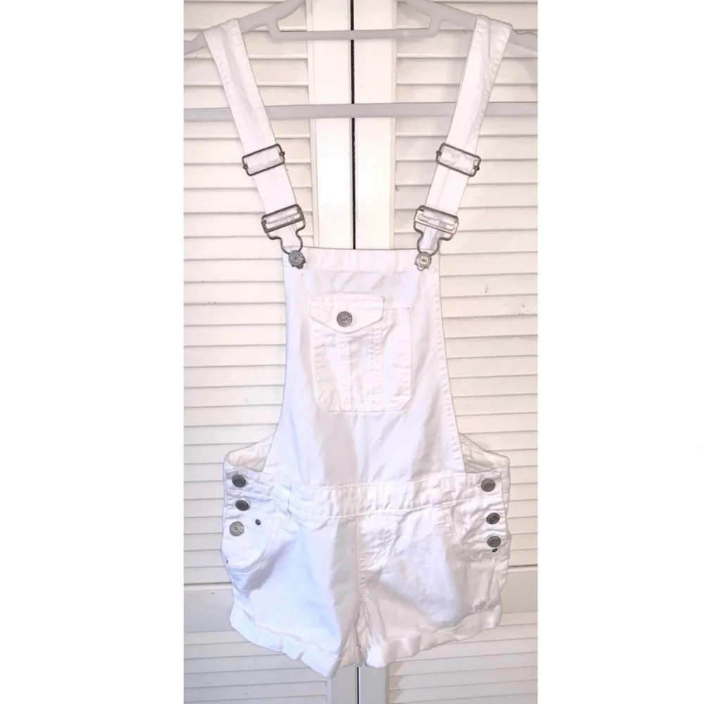 Vintage lei overall shorts white women’s XS new without tags - Picture 2 of 9